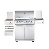 Hochwertiger Edelstahl Gasgrill MODULAR-TOP-LINE-ALL'GRILL' CHEF "L" mit 4 Brennern und Seitenkocher - 20,7 kW, inkl. LED-Beleuchtung und Thermometer
