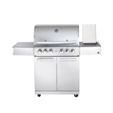 Hochwertiger Edelstahl Gasgrill MODULAR-TOP-LINE-ALL'GRILL' CHEF "L" mit 4 Brennern und Seitenkocher - 20,7 kW, inkl. LED-Beleuchtung und Thermometer