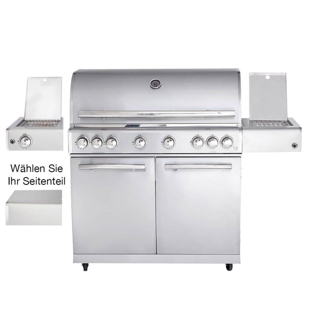 MODULAR-TOP-LINE-ALL'GRILL CHEF "XL" -Grundmodell Volledelstahl - 6 Brenner, 1 Seitenkocher, Backburner u.v.m. - 27,7 kW, 6-flammig, 164 x 65 x 118 cm