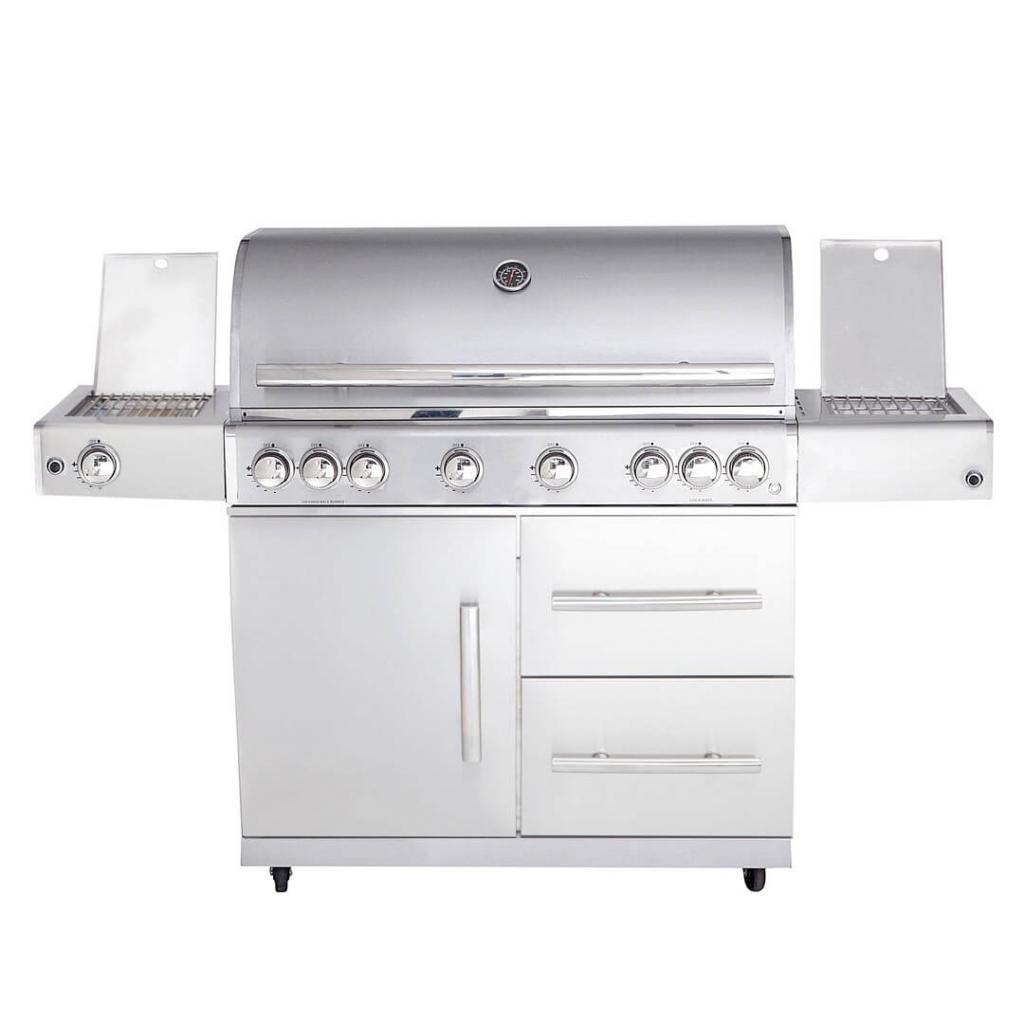 MODULAR-TOP-LINE-ALL'GRILL CHEF "XL" -Grundmodell Volledelstahl - 6 Brenner, 1 Seitenkocher, Backburner u.v.m. - 27,7 kW, 6-flammig, 164 x 65 x 118 cm