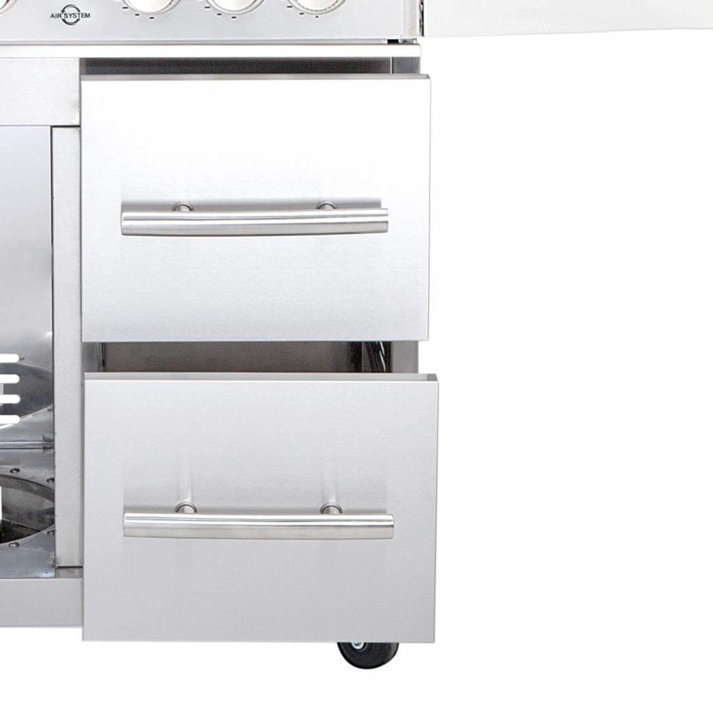ALL'GRILL Schubladen-System für Modular CHEF L -Edelst.- 2 Schubfächer 36,5 x 28,5 x 48 cm inkl. Griff und Soft Close (Außenmaß)