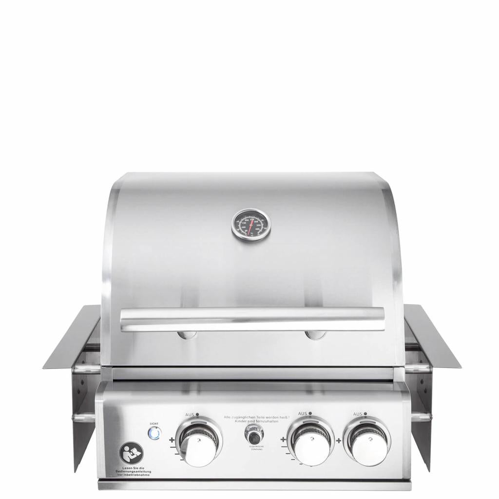 Hochwertiger Einbau Gas-Grill Top Line ALL'GRILL CHEF S aus Edelstahl: Top-Einsteiger mit 2 Brennern und Backburner