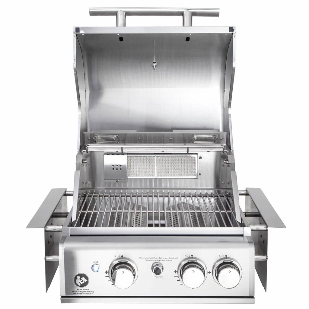 Hochwertiger Einbau Gas-Grill Top Line ALL'GRILL CHEF S aus Edelstahl: Top-Einsteiger mit 2 Brennern und Backburner