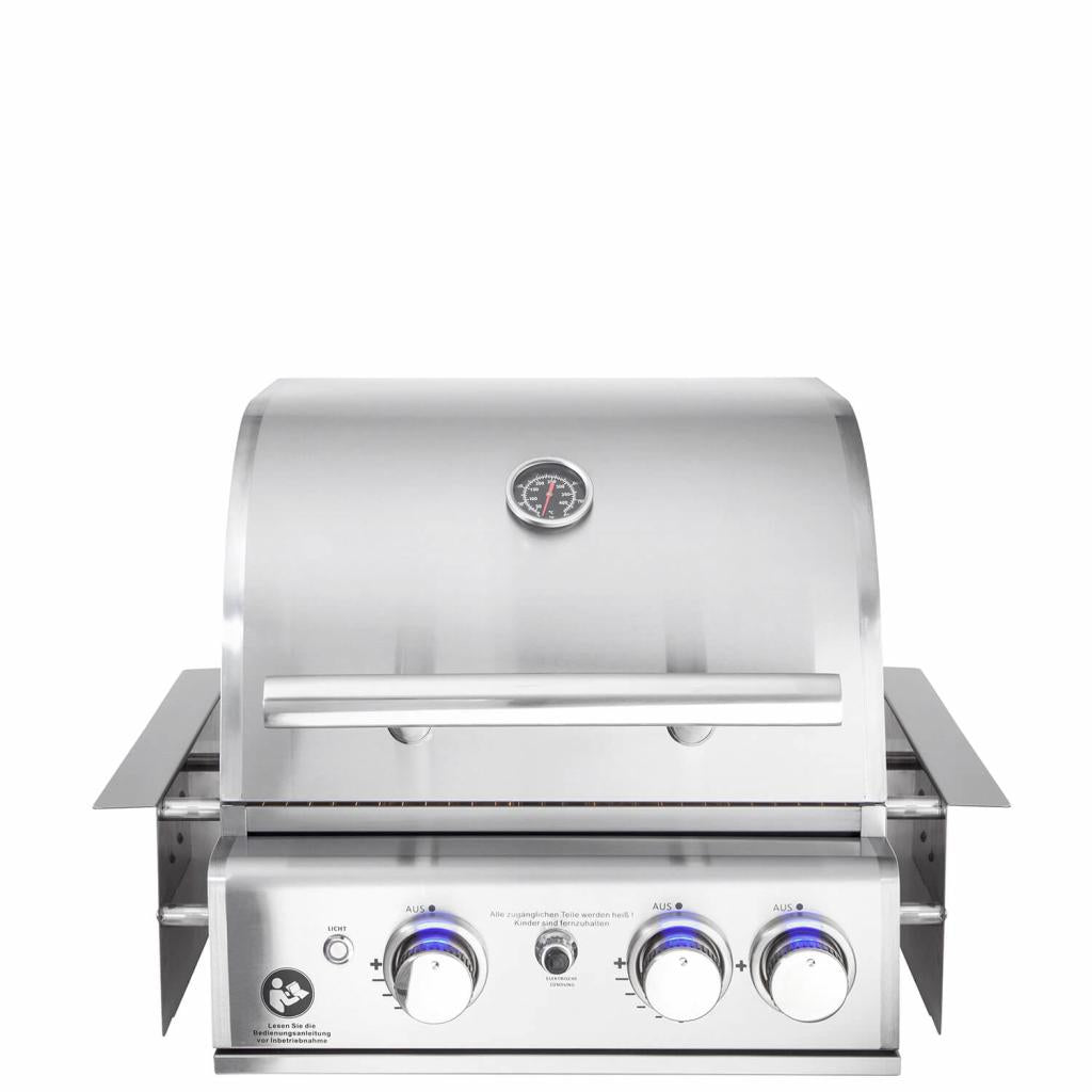 Hochwertiger Einbau Gas-Grill Top Line ALL'GRILL CHEF S aus Edelstahl: Top-Einsteiger mit 2 Brennern und Backburner