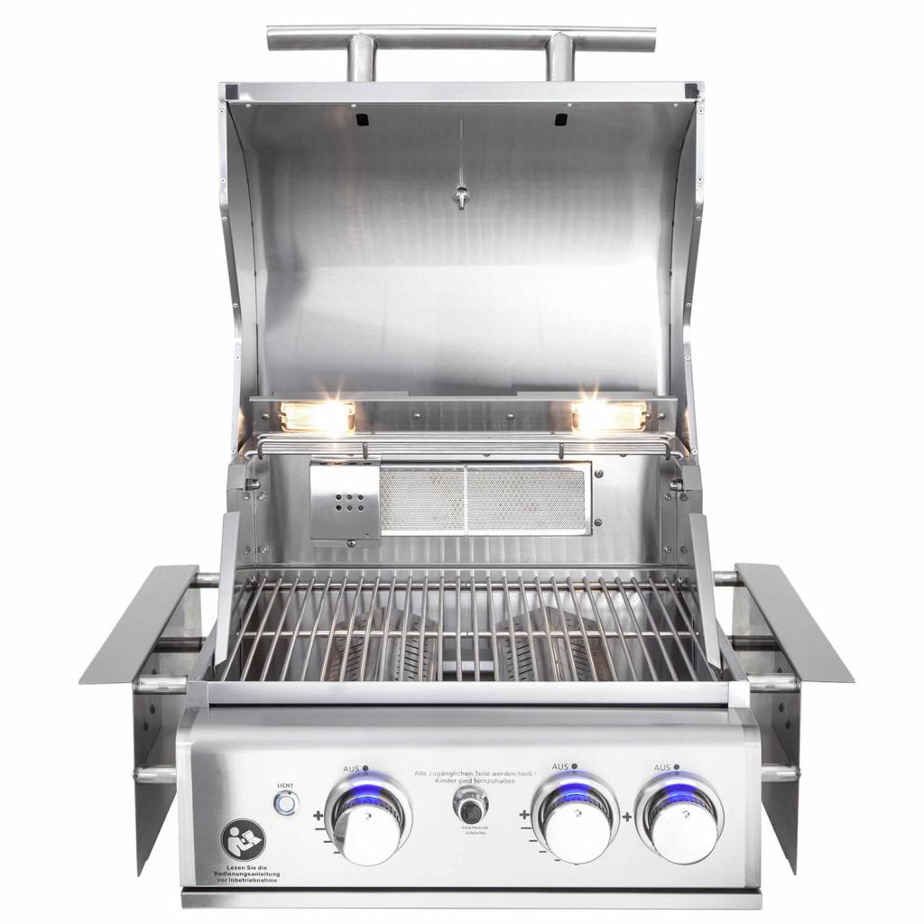 Hochwertiger Einbau Gas-Grill Top Line ALL'GRILL CHEF S aus Edelstahl: Top-Einsteiger mit 2 Brennern und Backburner