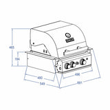 Hochwertiger Einbau Gas-Grill Top Line ALL'GRILL CHEF S aus Edelstahl: Top-Einsteiger mit 2 Brennern und Backburner
