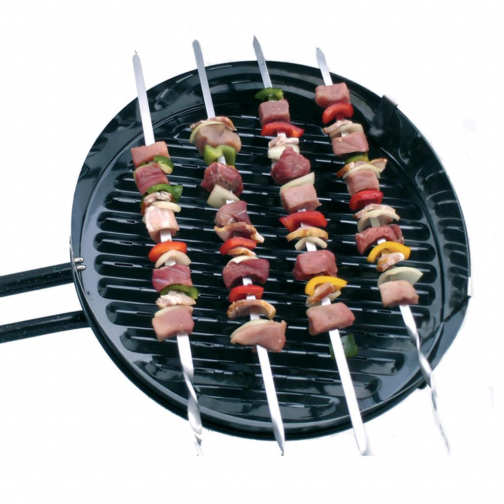 6-teiliges Set massiver Edelstahlspieße - Länge 50-60 cm, ideal für Schaschlik und Grillen, passend für Gussgrillplatten