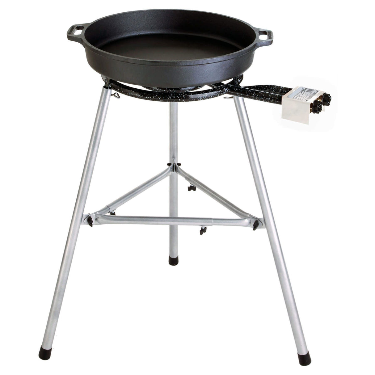 Großes Grillset: Pfanne 80 cm mit 3-Ring-Brenner und Dreibein-Ständer - ideal für Gastro/Catering