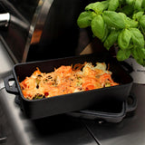 Robuste Kombi 2in1 Casserole aus Gusseisen 28 x 17 x 6 cm mit Deckel 28 x 17 x 3 cm - Energiesparend, langlebig und leicht zu reinigen - 1,5 l Volumen