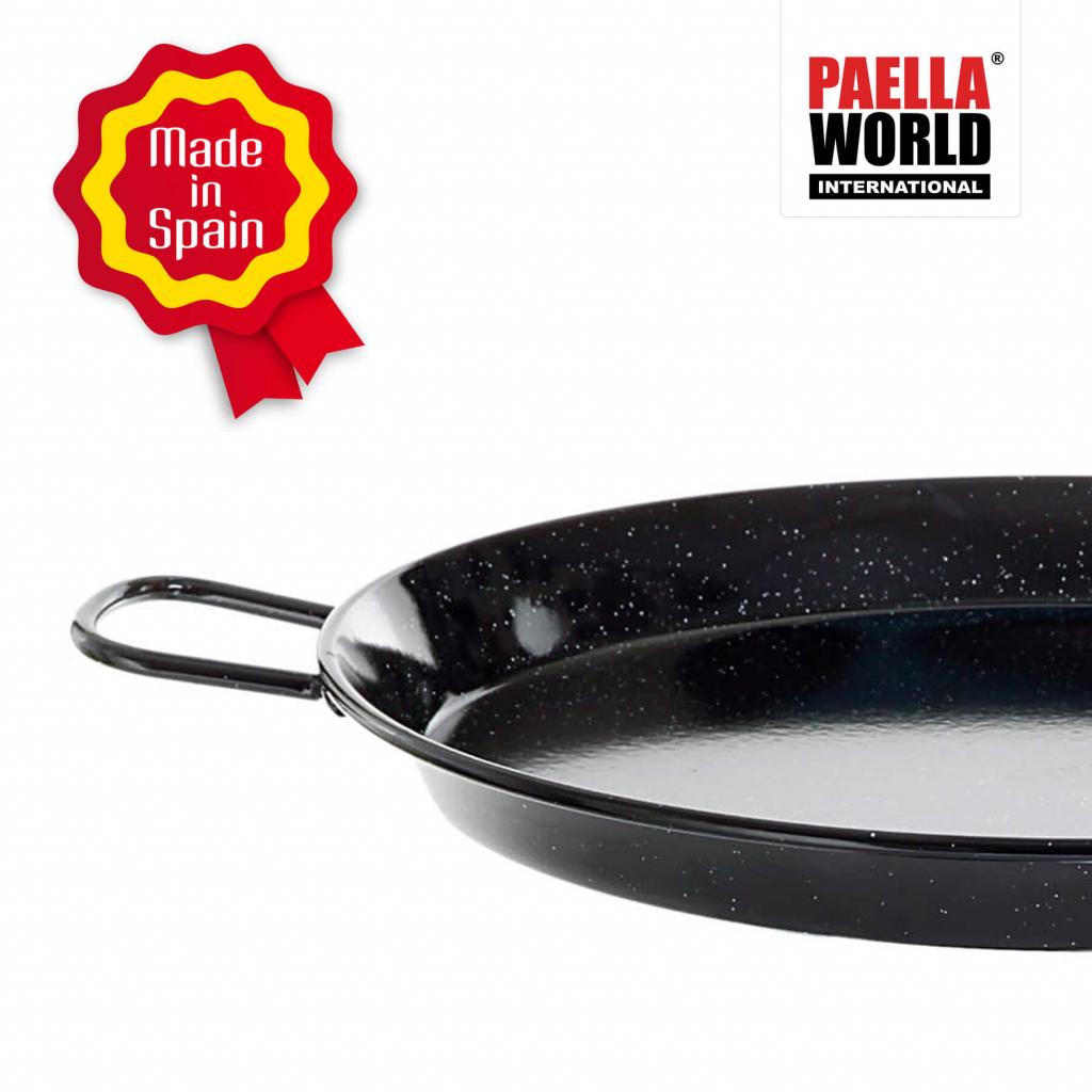 Leichte emaillierte Paella Pfanne Ø 10 cm mit Griffen - Universell einsetzbar und robust: Original spanische Paella Pfanne Typ Valenciana