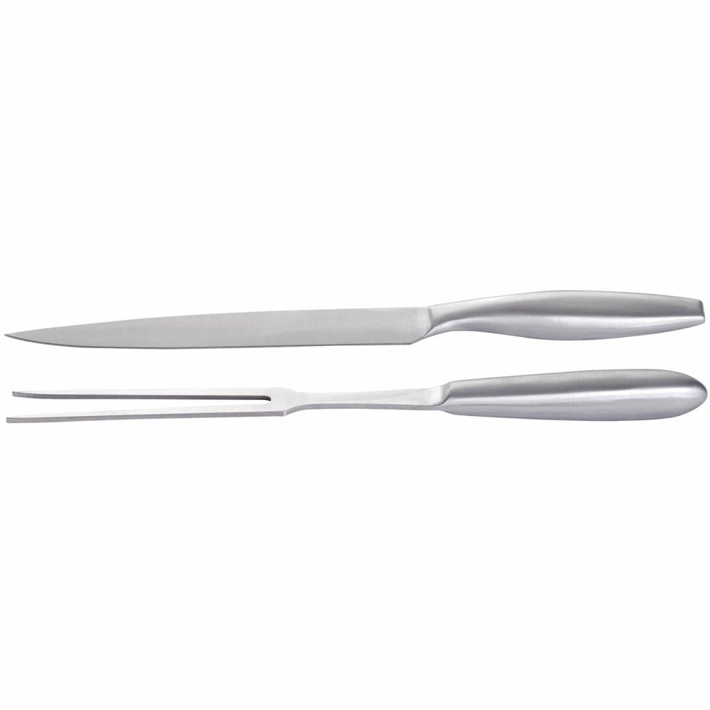 Hochwertiges Edelstahl Tranchier-Set - Messer 32,5 cm, Gabel 12 cm - Perfekt für Grill und BBQ