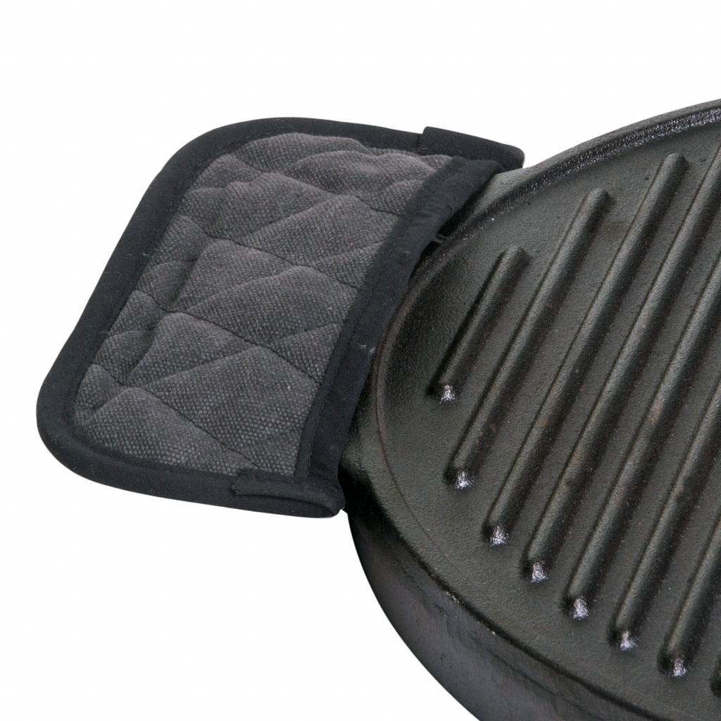 Hitzebeständiger Griffschutz für Gusseisengeschirr - 2er Set, 20 x 8 cm, bis 300 Grad hitzebeständig, schwarz, 100% Polyester