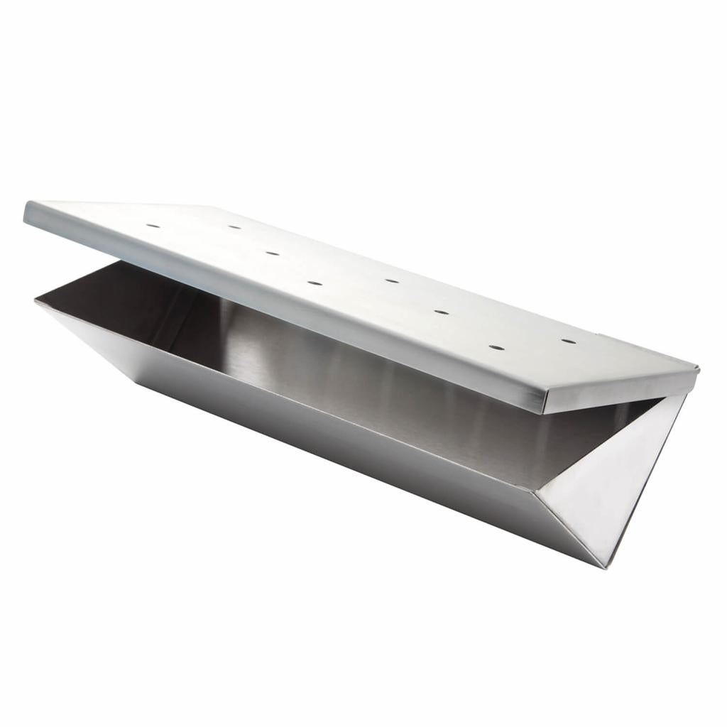 Räucherbox aus Edelstahl 22 x 10 x 5,5 cm mit Klappdeckel für Gas- und Holzkohlegrill: Ideal zum Aromatisieren von Grillgut