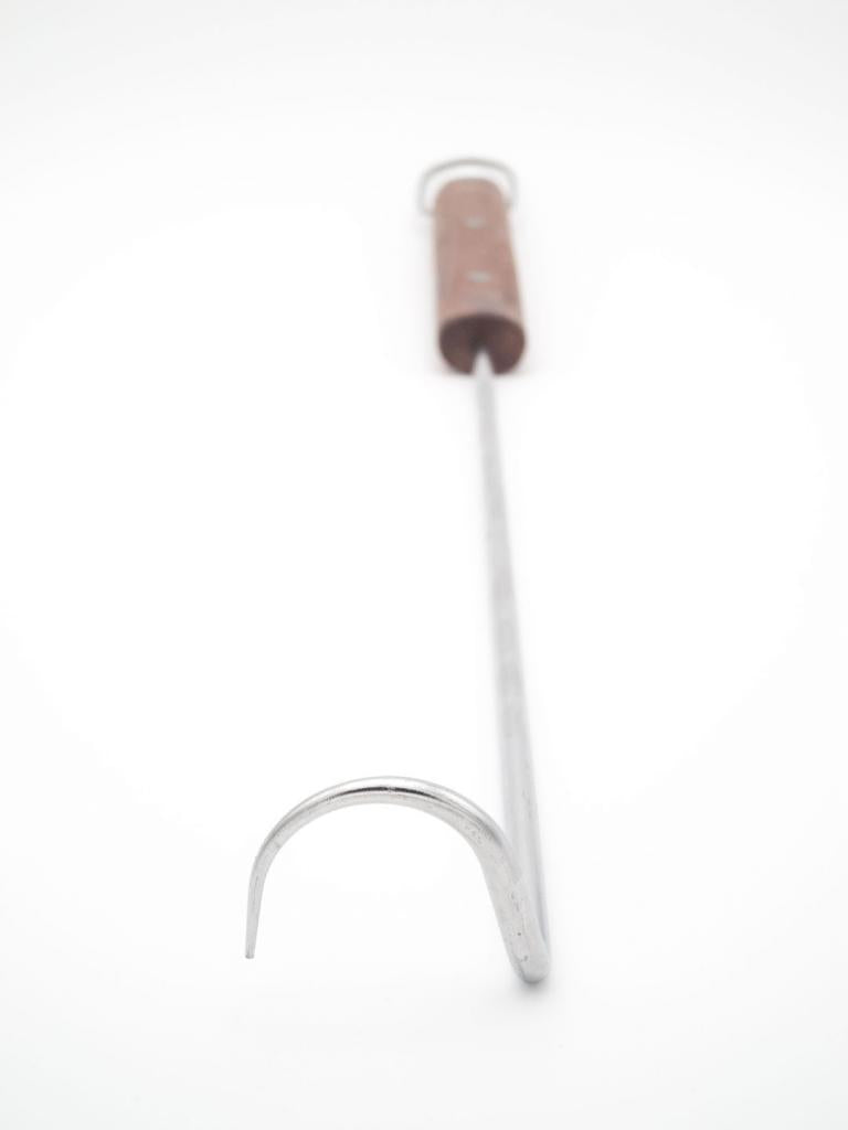Edelstahl Grillhaken mit Rosenholzgriff, 47 cm, zum einfachen Drehen und Wenden von Grillgut - Hygienisch und sicher - Praktisches Grillzubehör