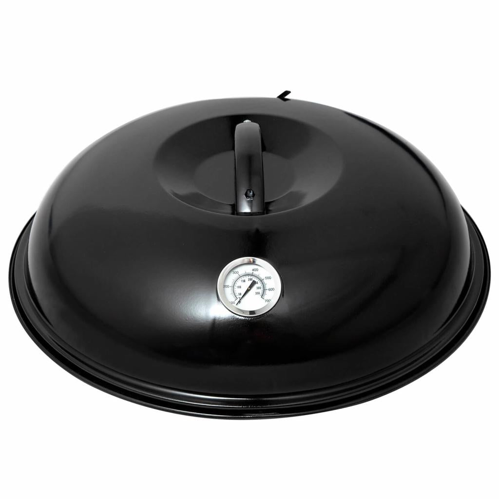 Leichter emaillierter Stahlblechdeckel Ø 36 cm mit Thermometer und Abdampfvorrichtung: Backhaube, Grillplatte, Pizza, Flammkuchen
