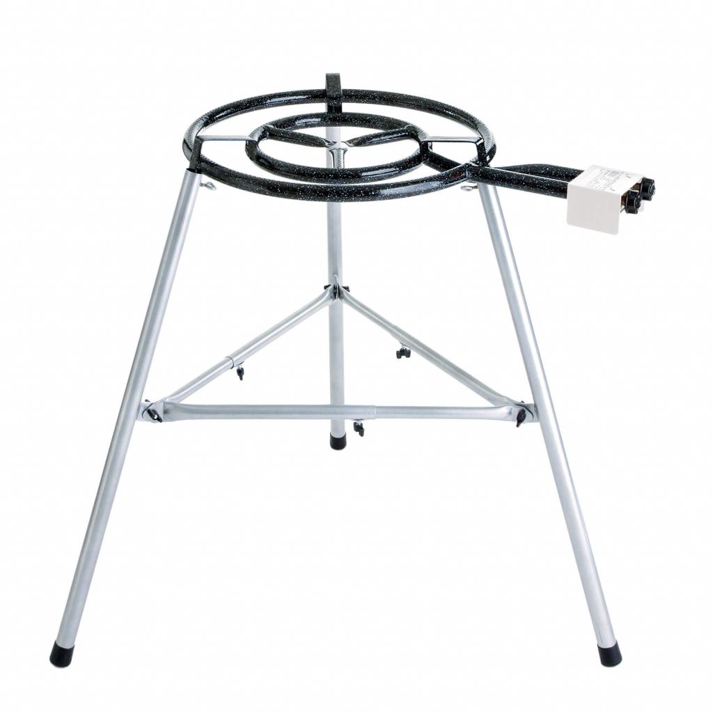 Große Gusseisenpfanne 60 cm mit 2-Ring-Brenner 40 cm - Gastro-/Catering-Ausführung