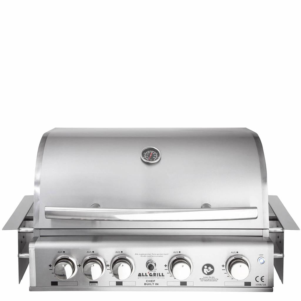 Premium Edelstahl Einbau Gasgrill 4 Brenner 17,5kW mit Backburner und LED-Beleuchtung: TOP-LINE - ALL'GRILL CHEF L - BUILT-IN Variante