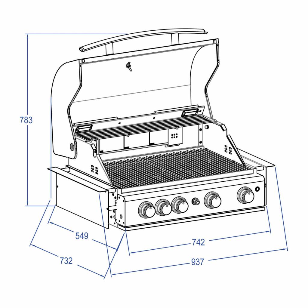 Premium Edelstahl Einbau Gasgrill 4 Brenner 17,5kW mit Backburner und LED-Beleuchtung: TOP-LINE - ALL'GRILL CHEF L - BUILT-IN Variante