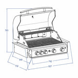 Premium Edelstahl Einbau Gasgrill 4 Brenner 17,5kW mit Backburner und LED-Beleuchtung: TOP-LINE - ALL'GRILL CHEF L - BUILT-IN Variante