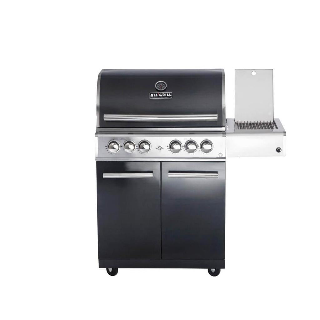 Hochwertiger Edelstahl Gasgrill MODULAR-TOP-LINE-ALL'GRILL' CHEF "L" BLACK EDITION mit 4 Brennern und Seitenkocher - inklusive LED-Beleuchtung