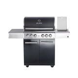 Hochwertiger Edelstahl Gasgrill MODULAR-TOP-LINE-ALL'GRILL' CHEF "L" BLACK EDITION mit 4 Brennern und Seitenkocher - inklusive LED-Beleuchtung