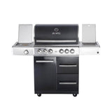 Hochwertiger Edelstahl Gasgrill MODULAR-TOP-LINE-ALL'GRILL' CHEF "L" BLACK EDITION mit 4 Brennern und Seitenkocher - inklusive LED-Beleuchtung