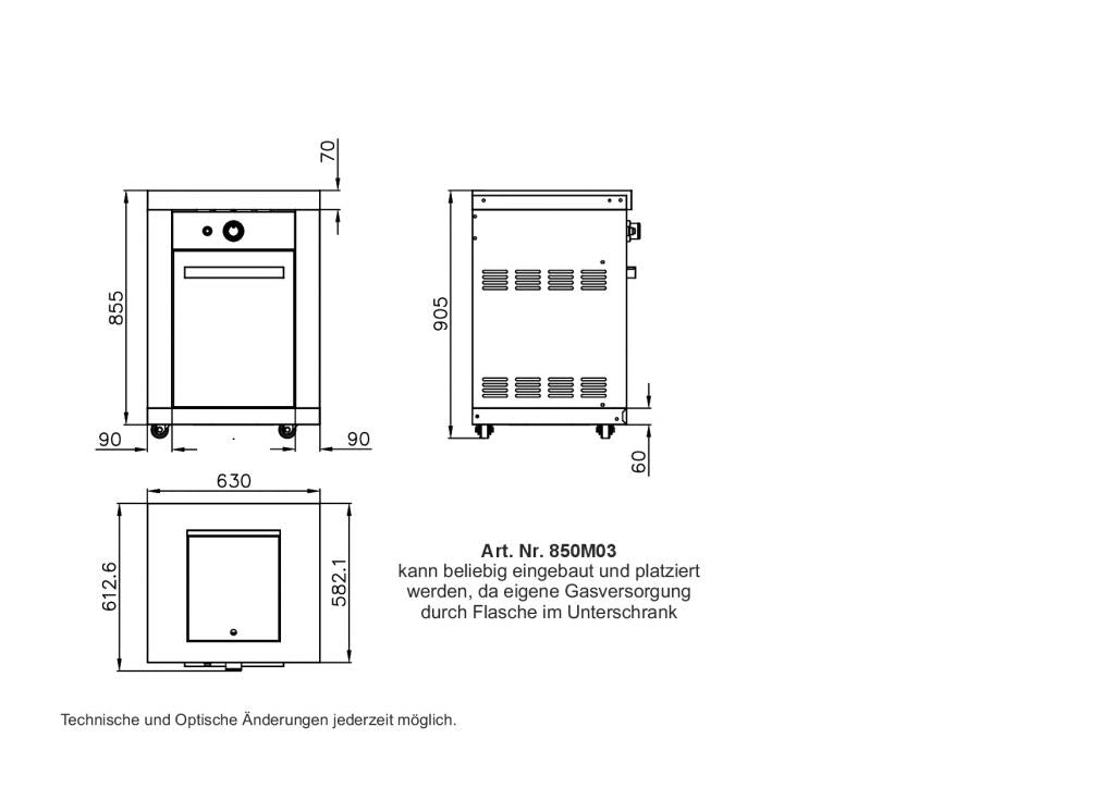 ALL'GRILL Modul 3 Steakzone®-Brenner Anbau - Praktischer Anbauschrank mit 4 kW Keramikbrenner für modulare Außenküche - Abmessungen: 63 x 58 x 90 cm