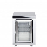 Geräumiger CASO Einzelkühlschrank für modulare Außenküche - 63L Volumen, 63x58x90cm, Volledelstahl, Marmoroberfläche