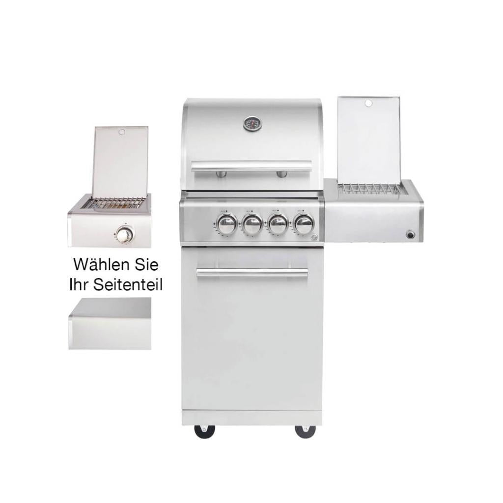Top-Einsteiger: Edelstahl Gasgrill MODULAR TOP-LINE-ALL'GRILL CHEF "S" mit 2 Brennern und Seitenkocher