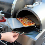 ALL'GRILL Pizzaboxx® - Runder Edelstahl-Aufsatz für Gasgrills mit Seitenkochfeld, inkl. Pizzastein und Temperaturanzeige, Abmessungen 32x37x19 cm