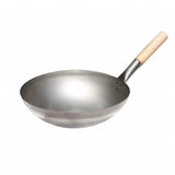 Original chinesischer Wok mit Holzgriff, Ø 30 cm und Edelstahl-Wokring: Stabiler Stahl-Wok - passend für ALL'GRILL Gas-Grill Seitenkocher