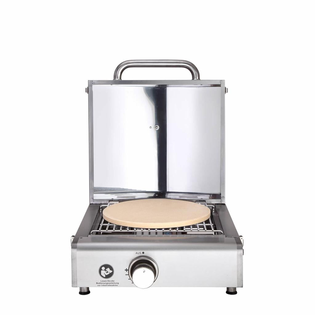 Multi-Kulti®: Portabler Gasgrill mit Steakzone®-Keramikbrenner, 42x51x25 cm, Edelstahl, Zubehör, Zündsicherung