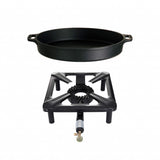 Hockerkocher + Gusseisenpfanne Ø 40 cm - ideal für Camping und Profiköche