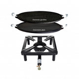 Hockerkocher-Set (klein) mit Gusseisen-Grillplatte Ø 38 cm - ideal für Camping und Freizeit