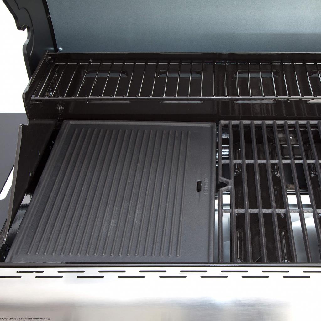 Gusseiserne Grillplatte 33x42,5 cm mit Ablauföffnung für Allgrill PROFESSIONAL - Beidseitig verwendbar, solide, massiv und robust für die Ewigkeit