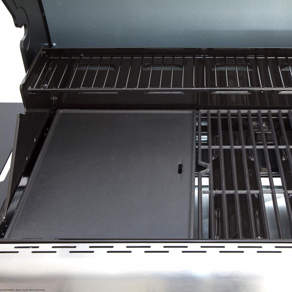 Gusseiserne Grillplatte 33x42,5 cm mit Ablauföffnung für Allgrill PROFESSIONAL - Beidseitig verwendbar, solide, massiv und robust für die Ewigkeit