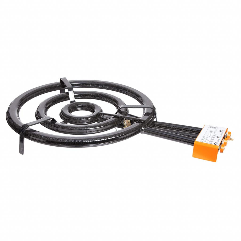 Großes Grillset: Pfanne 80 cm mit 3-Ring-Brenner und Dreibein-Ständer - ideal für Gastro/Catering