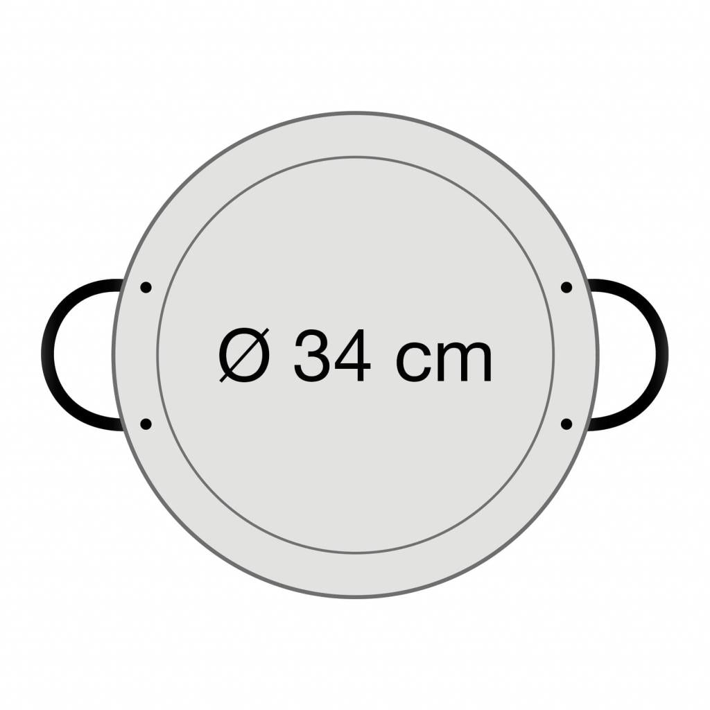 Original spanische Paelle Pfanne Typ 'Valencia' - leicht, Ø 34 cm, polierter Stahl, robust und preiswert: Ideal für Paella, Pfannen-/Reisgerichte