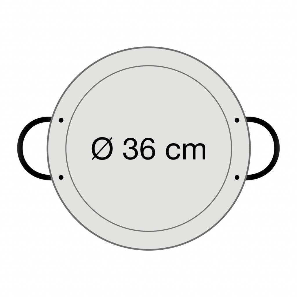 Original spanische Paelle Pfanne Typ 'Valencia' - leicht, Ø 36 cm, polierter Stahl, robust und preiswert: Ideal für Paella, Pfannen-/Reisgerichte