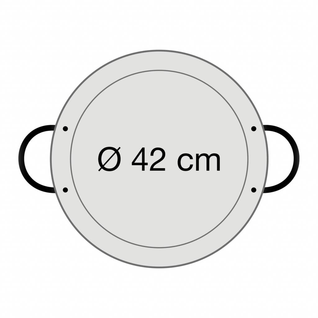 Original spanische Paelle Pfanne Typ 'Valencia' - leicht, Ø 42 cm, polierter Stahl, robust und preiswert: Ideal für Paella, Pfannen-/Reisgerichte