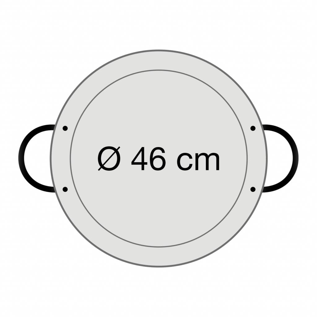 Hochwertige Edelstahl-Paella Pfanne Ø 46 cm mit zwei Griffen für perfekte Brat- und Kocheigenschaften