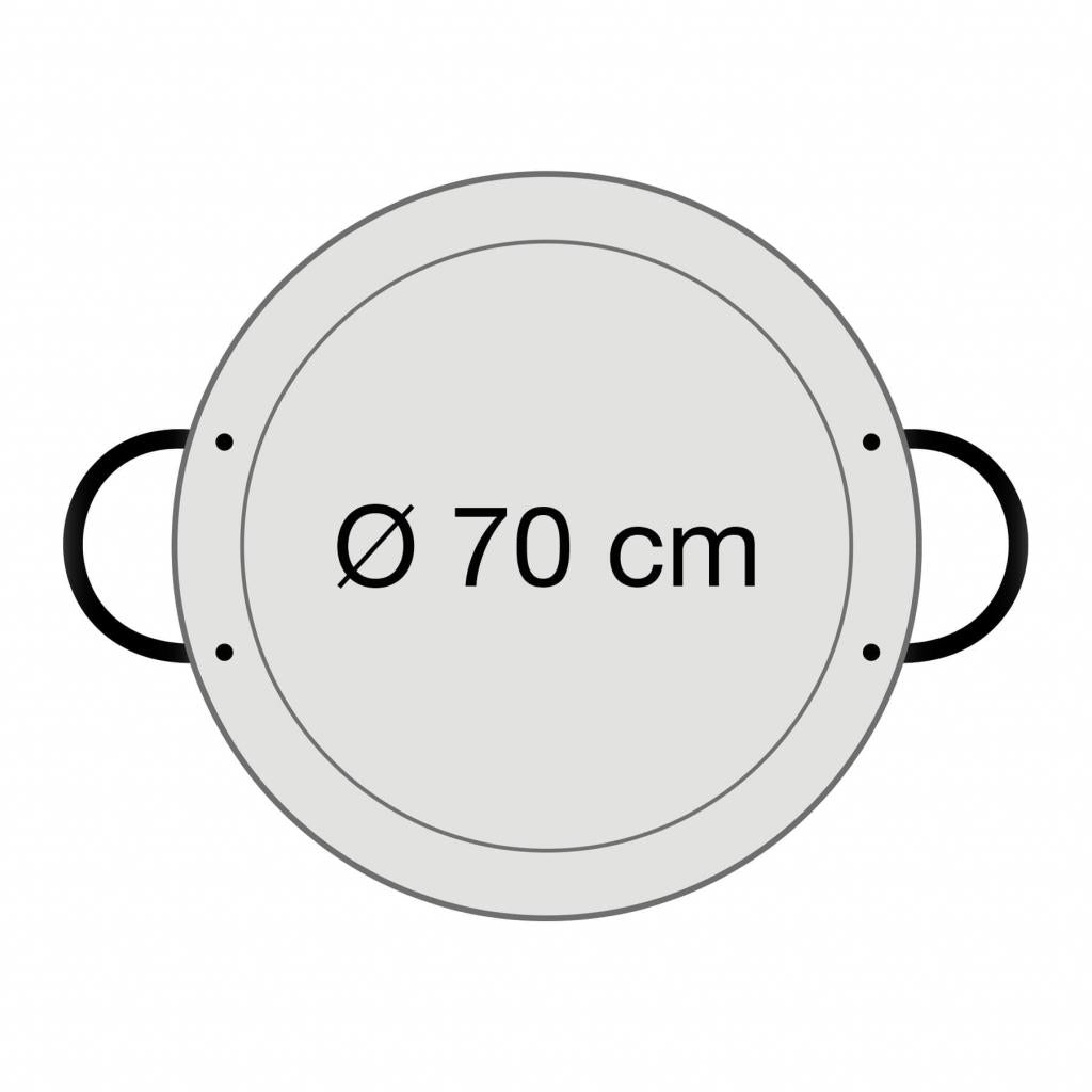 Original spanische Paelle Pfanne Typ 'Valencia' - leicht, Ø 70 cm, polierter Stahl, robust und preiswert: Ideal für Paella, Pfannen-/Reisgerichte