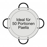 Große Paella-Pfanne Ø 90 cm - Stahl poliert, mit Griffen - Für 50 Portionen - Ideal für Paella, Reisgerichte und Pfannengerichte