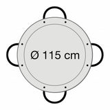 Große Paella-Pfanne Ø 115 cm - Stahl poliert, mit Griffen - für 120 Portionen - ideal für Paella, Reisgerichte und Pfannengerichte