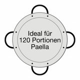 Große Paella-Pfanne Ø 115 cm - Stahl poliert, mit Griffen - für 120 Portionen - ideal für Paella, Reisgerichte und Pfannengerichte