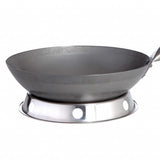 Original chinesischer Wok mit Holzgriff, Ø 30 cm und Edelstahl-Wokring: Stabiler Stahl-Wok - passend für ALL'GRILL Gas-Grill Seitenkocher