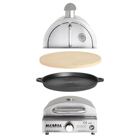 Unser Multi-KultiÂ® Set 4, inkl. Pizzabackhaube, Pizzastein und Gussgrillplatte