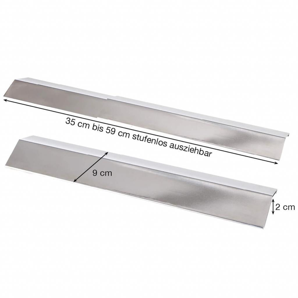 Allgrill Universal-Flammschutzblech aus Edelstahl, stufenlos ausziehbar, für Gasgrills, 35-60 cm, Ersatz für alte Flammbleche