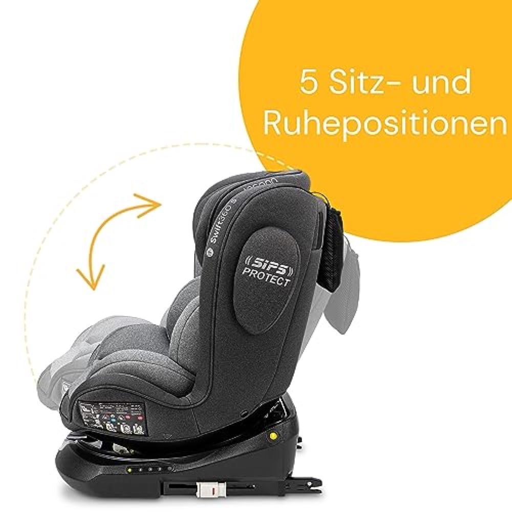 Osann Swift360 S i-Size Kindersitz 76–150 cm – 360° drehbar, Reboarder & vorwärts, Isofix, i-Size R129, 12-fach höhenverstellbar – Universe Grey