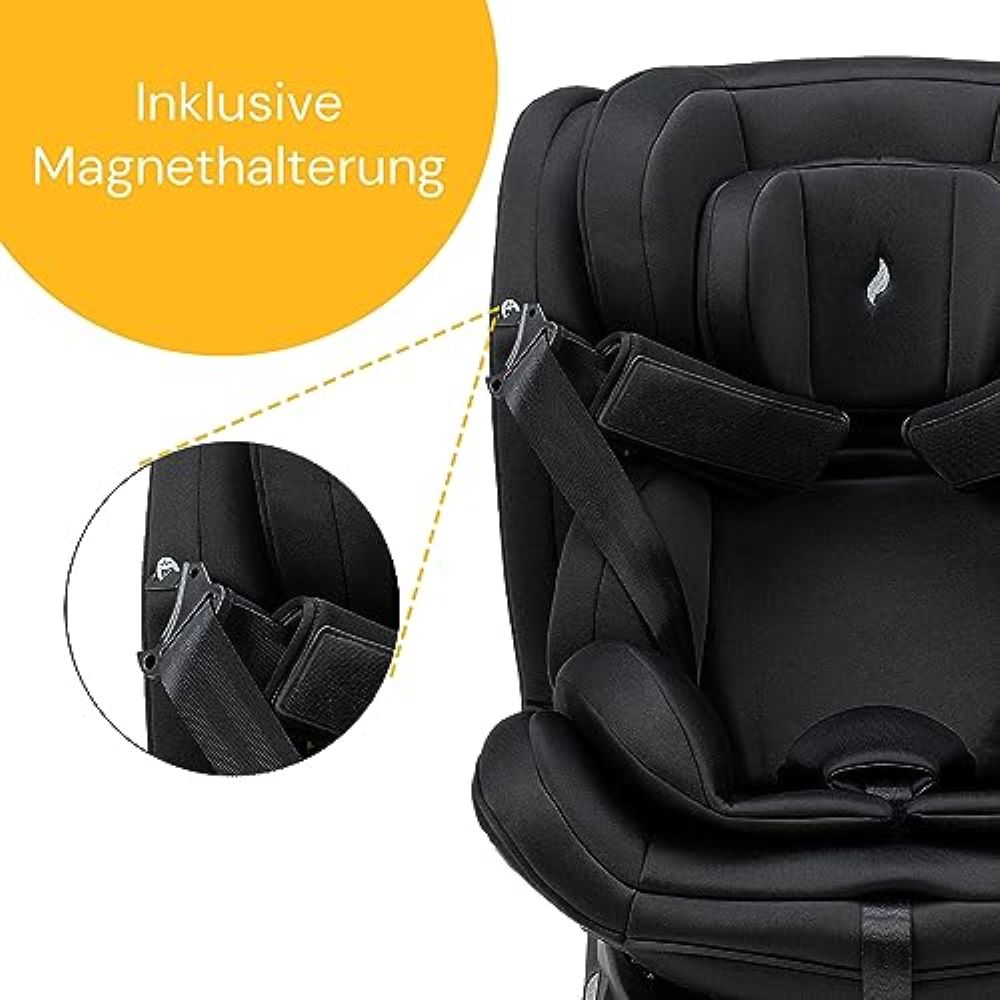 Osann Swift360 S i-Size Kindersitz 76–150 cm – 360° drehbar, Reboarder & vorwärts, Isofix, i-Size R129, mitwachsend, Magnethalterung – All Black